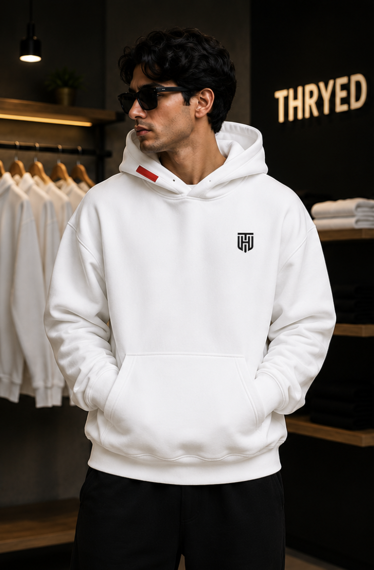 Classic Pullover White Hoodie - Men in White