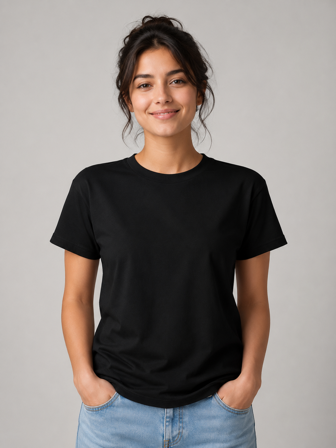 Oversize Plain T-Shirt - Women in Black
